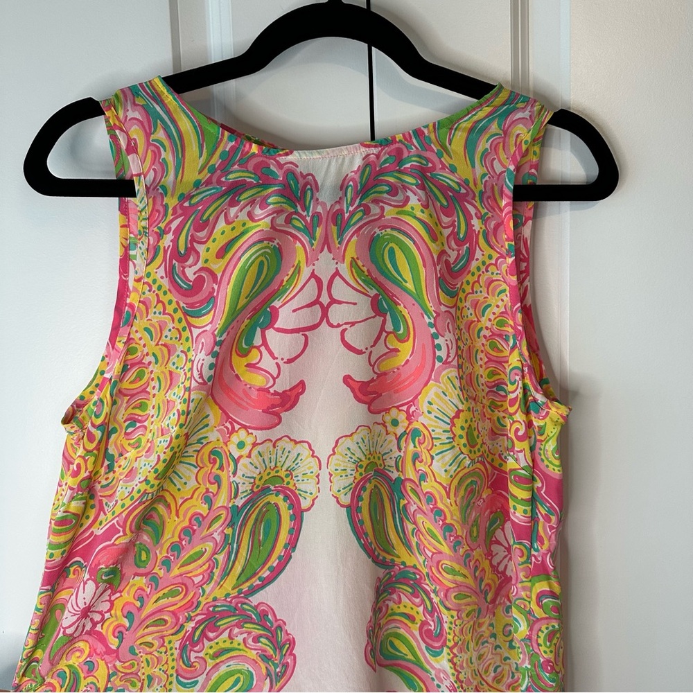 Lilly Pulitzer Iona Silk Shell Hotty Pink Double Trouble Tank (Size M) - Picture 2 of 9